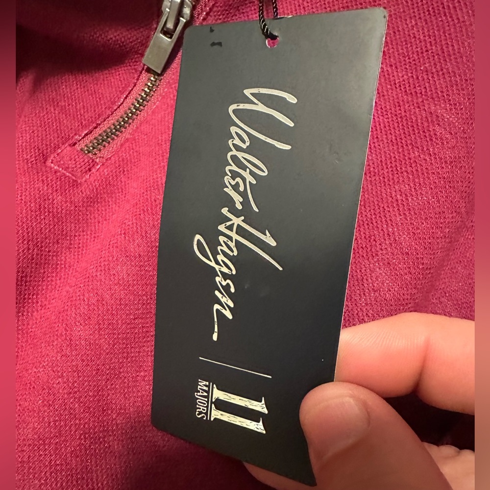 NWT Walter Hagen Golf 1/4 Zip Mens Small Mid-Weight Pique Fleece Raspberry color - Picture 5 of 10
